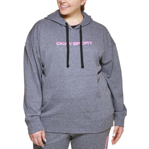 NWT DKNY SPORT PLUS FRENCH TERRY LOGO HOODIE - 1X - Picture 1 of 6
